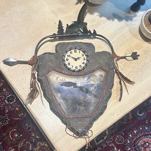 Rustic Wall Clock with Eagle Design